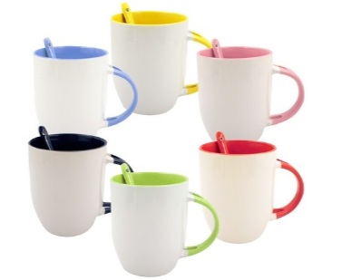 Canecas de porcelana bicolor com colher